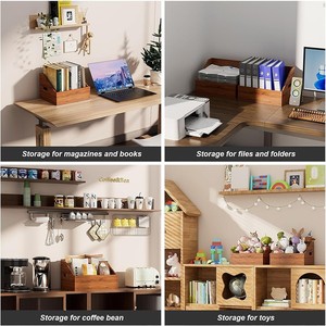 Boîte de rangement pour disques vinyles en bois, organisateur d'albums, présentoir, support de rangement pour CD, bois original brun YC-56845 - Product Image 4
