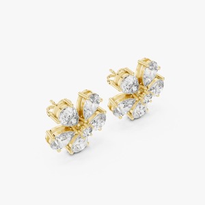 Boucles d'oreilles clous halo en diamant rond les plus vendues avec finition étincelante, parfaites pour les soirées et les occasions formelles, disponibles au meilleur prix - Product Image 3