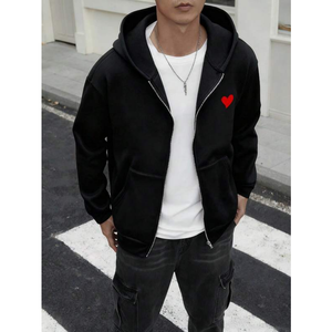 เสื้อฮู้ดผู้ชายแบบกำหนดเองได้ รุ่น Essential Black Tech Fleece ผ้าคอตตอนผสมพรีเมียม ให้ความอบอุ่น สวมใส่สบาย เหมาะสำหรับฤดูหนาว - Product Image 1