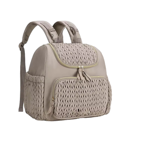 <span class=keywords><strong>Sac</strong></span> à dos à langer portable Deellt Fashion en polyester marron tressé avec broderie et patchwork, personnalisable avec logo - Product Image 4