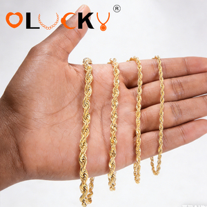 Fabricant de bijoux personnalisés LUCKYJIU, collier en chaîne torsadée en acier inoxydable 316l, étanche, plaqué or 18k, 2/<span class=keywords><strong>3</strong></span>/4/5/6 mm - Product Image 3