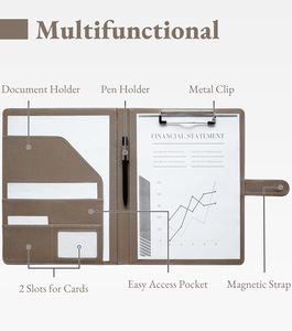 Portafolio Zreal para Mujer y <span class=keywords><strong>Hombre</strong></span>, Carpeta con Clip de Piel Sintética, Organizador de Documentos, Tarjetero, Portaplumas, Hecho en China - Product Image 3