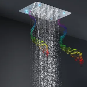 Bathroom Music Shower Head High Quality Ceilling LED Shower Head panel Rainfall Waterfall Misty Column Faucets