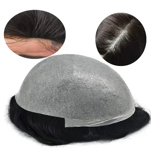 man hair wig natural toupee Bleached knots v-looped skin base toupee for men Free Style natural hairline toupee for men wig