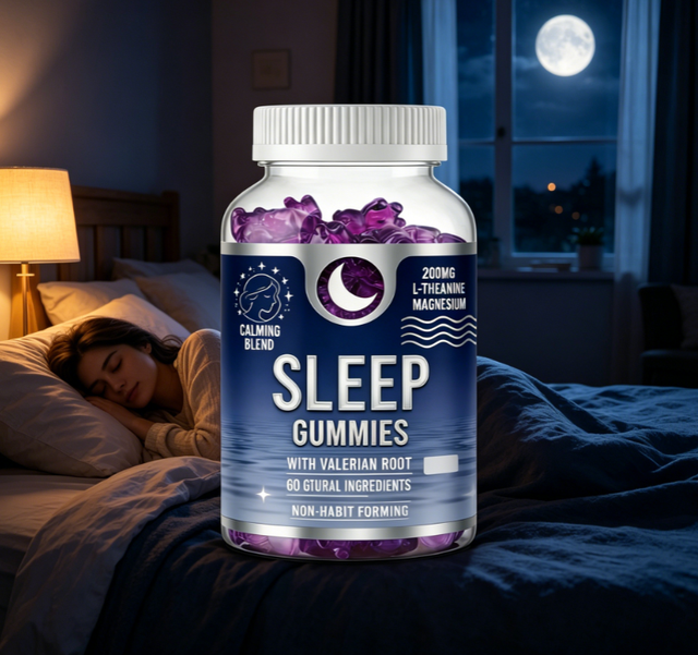 Sleep Gummies With L-Theanine Magnesium & Valerian Root, Natural Calming Supplement for Night Rest, Stress Relief &Sleep Quality
