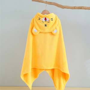 Toalla de Baño con Capucha de Terciopelo Suave y Altamente Absorbente, Manta Tipo Bata Cuadrada con Diseño de Dibujos Animados para Niños Pequeños, Uso en Dormitorios y Hoteles - Product Image 1