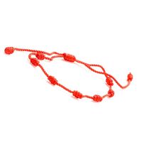 Bracelet en corde rouge tissé à la main en Perou, sept nœuds, rouge et noir, pour femmes