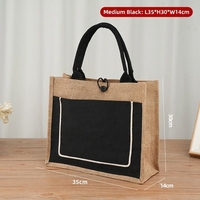 Sac fourre-tout pliable de haute qualité en lin imperméable, noir et jaune, en jute, pour le shopping, les voyages et la promotion hôtelière