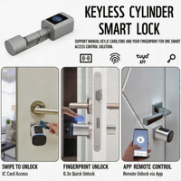 Cylindre intelligent Tuya Premium pour portes d'entrée en aluminium avec accès par empreinte digitale, mot de passe, carte et contrôle par application