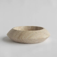 Bol à fruits en pierre de travertin naturel, bol décoratif sur pied, centre de table pour la décoration de la maison