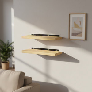 Étagères murales flottantes ESituro à double niveau en pin massif 60 cm pour salon, <span class=keywords><strong>cuisine</strong></span>, chambre à coucher, <span class=keywords><strong>fixation</strong></span> invisible moderne - Product Image 3