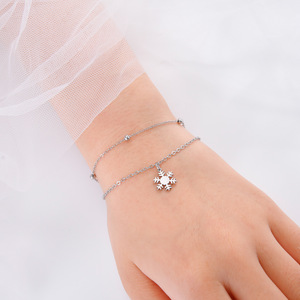 Gold Plated & Silver Stainless Steel Hollow Snowflake Charm Double-Layer Chain Bracelet | Festive Christmas Jewelry Gift - Product Image 4