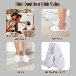 Stocked Wholesale Disposable Coral Fleece Soft Portable Hotel Slippers Supply <b>Cheap</b> MOQ 2000pcs Spa Slippers - Product Image 3