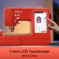 Machine à broder informatisée PooLin EOC05-RE pour usage domestique, écran tactile couleur, personnalisable, vente chaude