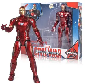 Figura de ação de ironman, atacado de alta qualidade, pvc, com suporte transparente para brinquedos de coleção