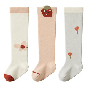 Calcetines largos de algodón para bebé, calcetines de algodón de clase A con protección suave para las rodillas, calcetines para niños de primavera y otoño, 3 pares, octubre - Product Image 5