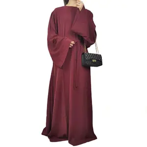 2023 महिलाओं को एक टुकड़ा साटन पोशाक Jubah मुस्लिम प्रिया ईद मामूली प्रार्थना Abaya बुर्क़ा मुस्लिम महिलाओं के लिए Musulman दुबई पोशाक