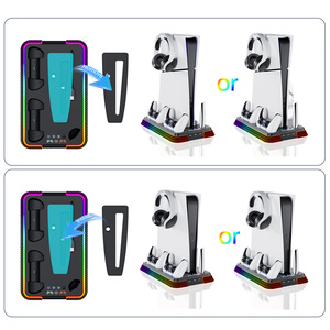 Le nouveau pour <span class=keywords><strong>PS</strong></span> 5 PRO/PS5 Slim/PS5 Base de refroidissement multifonction avec jeux colorés Tation 5 Base de charge de poignée - Product Image 3
