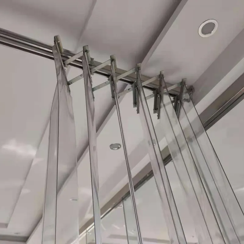 Hochwertige hängende PVC transparente Falt vorhang billige klare Falttür PVC-Streifen Vorhang