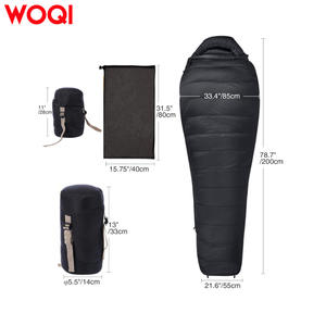 Sac de couchage Woqi Mummy 3 saisons en nylon noir pour adulte, randonnée, camping, respirant, longueur standard - Product Image 3