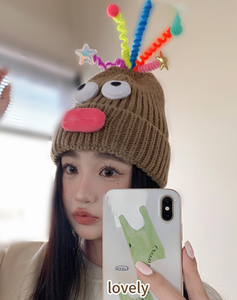 SYH966かわいい風変わりな漫画パーティー用帽子ニットウールキャップ男の子用女の子用卸売大人サイズアクリルコールドキャラクター迷彩ドット - Product Image 5