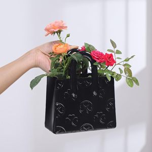 <span class=keywords><strong>Vaso</strong></span> a forma di borsa in ceramica vasi di trifoglio neri carini (fatti a mano) per decorazione <span class=keywords><strong>porta</strong></span> pennelli Organizer e portapenne - Product Image 3
