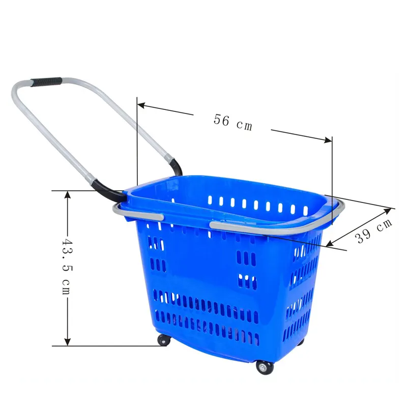Portable Hand Rolling Shopping Basket Trolley with Casters