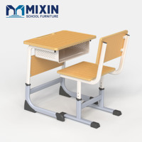 Nouveau mobilier scolaire philippin en panneau multicouche sur mesure, ensemble bureau et chaise individuels en bois pour salle de classe