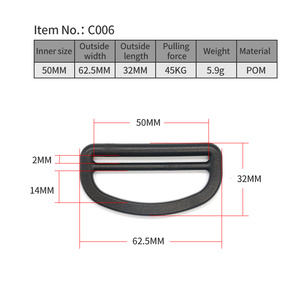 Fibbia Triangolare Regolabile Vintage di Lusso con Anello a D, Parti per Cinghie, Chiusura a Passante 50mm in Materiale POM Nero - Product Image 2