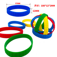 Bracelet coloré en plastique fait main pour enfants, motif géométrique, fournitures de fête, design blocs de construction, cadeau
