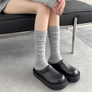 Op maat gemaakte logo strass kalfsokken lente kniehoge glitter feest sokken festival cadeau dames bulk bestelling aanpasbare kousen - Product Image 3