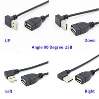 Adaptateur de blindage de tresse USB 2.0 de 30cm Câble d'extension à angle de 90 degrés mâle à femelle pour produits informatiques en stock