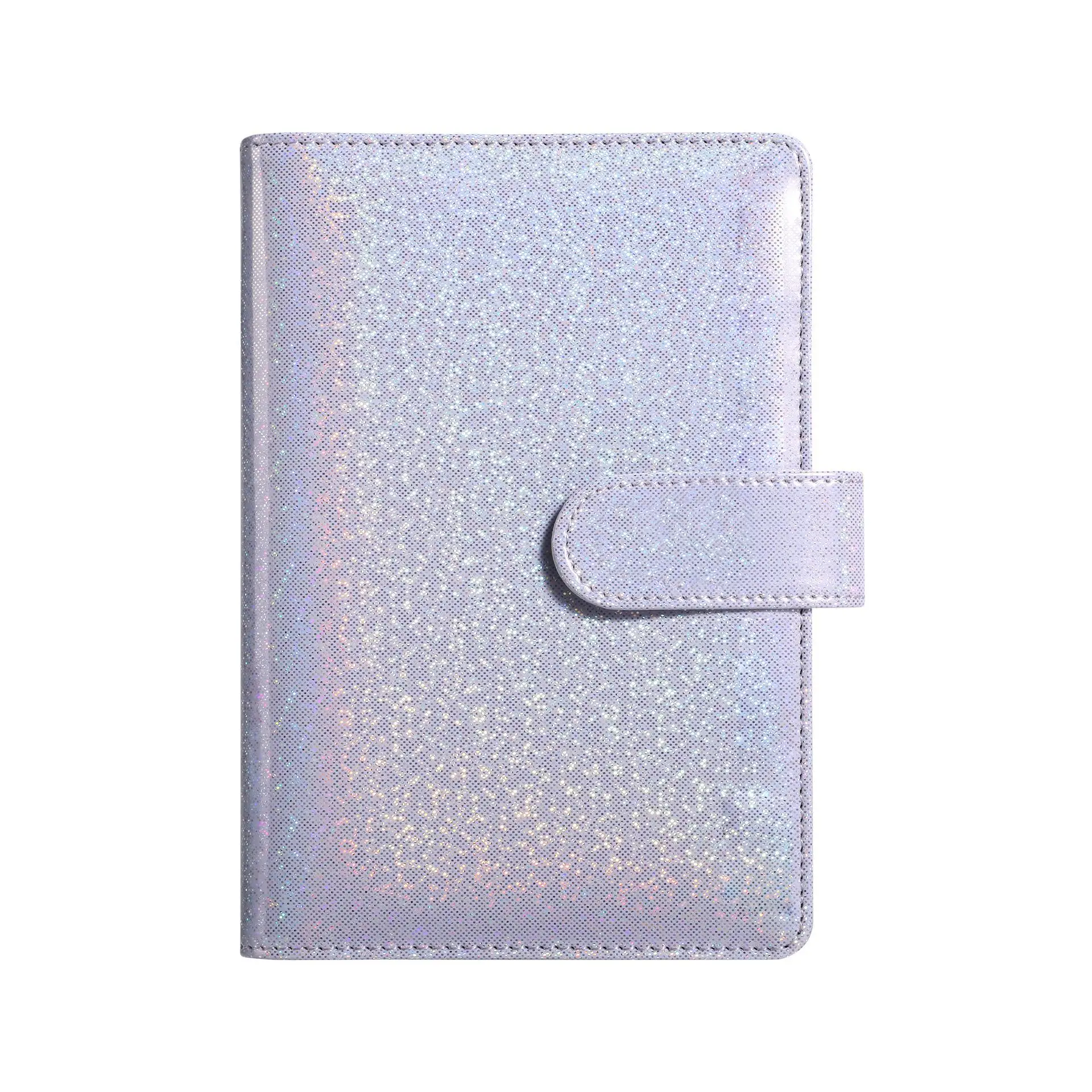 Vente en gros Carnet de notes 6 anneaux Spirale Business Planner Work Agenda Budget Binder Glitter PU Leather Cover A6 Binder