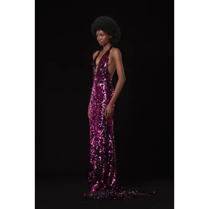 Purple Nightfall Sequin Gown Vietnam Service à la clientèle Fabricants de vêtements Accepté ODM Service OEM Bonne qualité - Product Image 2