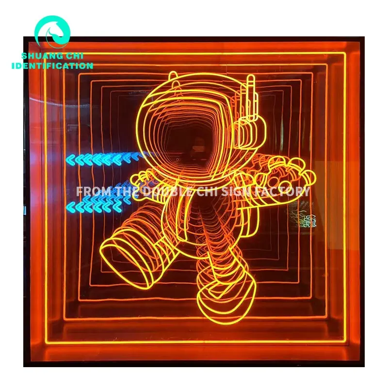 2023 yeni malzeme teknolojik ışık ve gölge tüneli reklam panosu uçurum 3D stereo özel neon infinity ayna