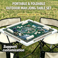 Table de jeu de mahjong pliable sur mesure, plateau en ABS avec surface en PU, table de mahjong portable pour l'extérieur sur le thème de la mythologie viking nordique