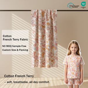 <span class=keywords><strong>Tissu</strong></span> en molleton de <span class=keywords><strong>coton</strong></span> français extensible 250 GSM, écologique, impression numérique personnalisée, échantillon gratuit, sans MOQ, pour sweat à capuche - Product Image 1