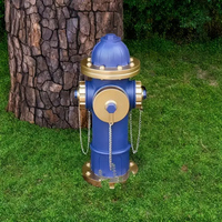 Figurine de bouche d'incendie en résine or bleu couleur contrastante Style forme réaliste peint à la main vacances décoration extérieure