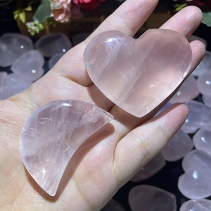 Usine de gros Pierre précieuse naturelle Starlight Rose Quartz <span class=keywords><strong>Coeur</strong></span> Lune Cristal Artisanat pour cadeau et décoration intérieure - Product Image 4