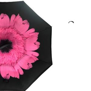 Sombrillas con mango en forma de C invertido, resistentes al viento, con doble capa, para coche, con diseño de rosas, en oferta. - Product Image 2