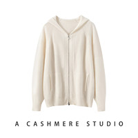 Großhandel 100% Kaschmir Kapuzen-Strickjacke für Damen mit Reißverschluss, Raglanärmeln und Seitentaschen, Individuelles Logo Möglich