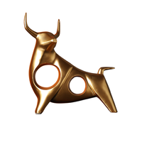 Figura de Toro de Resina Dorada Personalizada, Escultura de Toro de Resina Abstracta Exquisita, Estatua de Buey de Poliresina para Decoración del Hogar