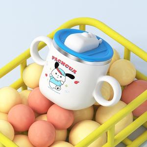 Tasses à lait pour enfants de qualité alimentaire 316 gobelets étanches en acier inoxydable dessin animé paille pour bébé biberon à double poignée - Product Image 5