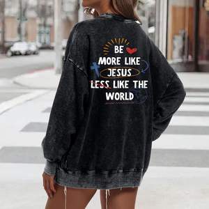 Sudadera Religiosa Personalizada para Mujer, Sudadera con Capucha de Cuello Redondo con Lavado Ácido Vintage y Gráfico de Jesús, Sudadera Cristiana para Invierno - Product Image 6