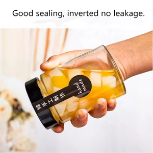 Frascos de vidrio hechos a mano con tapa negra, frascos redondos transparentes pequeños para almacenamiento de alimentos, juego de frascos de vidrio sodocálcico. - Product Image 2