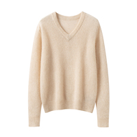 Suéter de Cachemir 100% con Cuello en V para Mujer, Ropa Casual