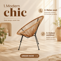 Ensemble de canapés en rotin pour patio, style tendance, pour balcon, extérieur, canapé Acapulco