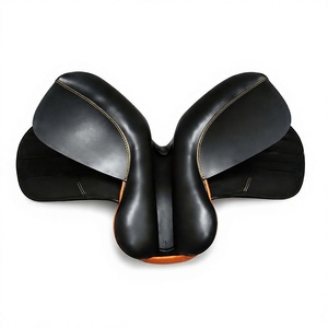 Sillín de Doma Inglesa Sufi International de Cuero con Estructura de Madera y Herrajes de Latón, Marrón y Negro - Product Image 4