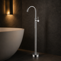 Robinet de salle de bain sur pied en laiton, finition chromée de haute qualité, design minimaliste, monocommande