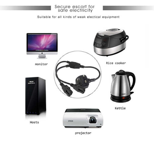 UK Standard, BS Plug, IEC C15, <b>Power</b> Cord, 5A, 7A, 10A, 15A, BSI Approved, 250V, AC <b>Cable</b>, Server - Product Image 5